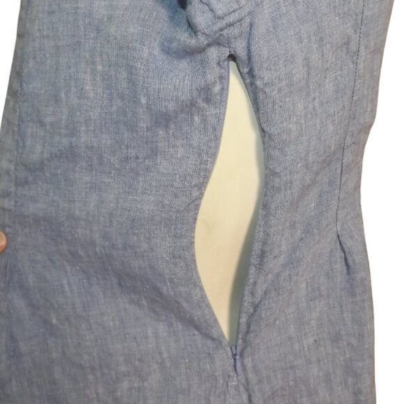 J.JILL Dress, S, Love Linen, Split neck, 3/4 Bell Sleeves, Blue, Short - Picture 8 of 11